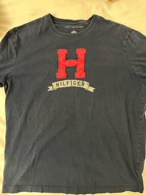 Tommy Hilfiger Navy Tee with Red 'H' Applique